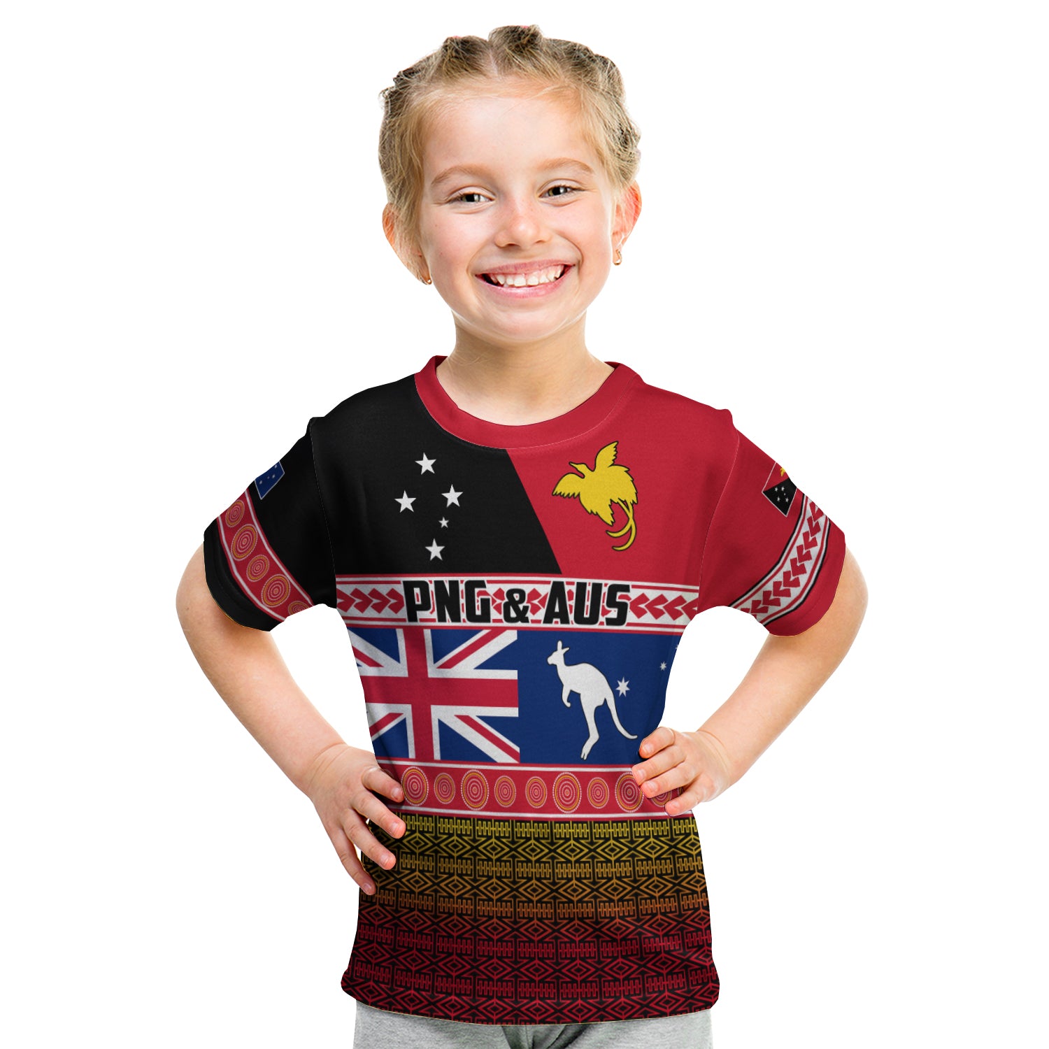 Papua New Guinea and Australia T Shirt KID Polynesian PNG and AUS LT13 - Polynesian Pride