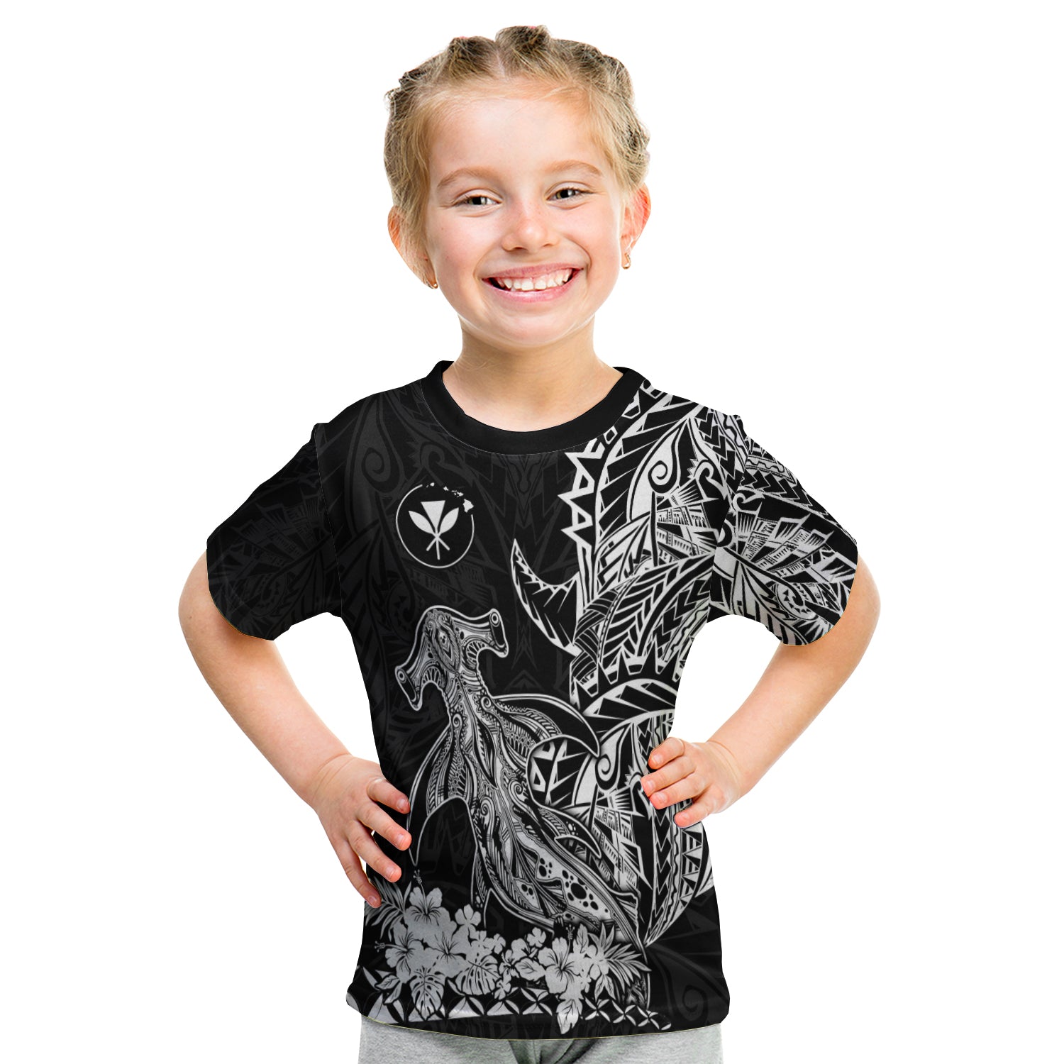 Hawaii Polynesian T Shirt Kid Wild Hammerhead Sharks LT13 - Polynesian Pride