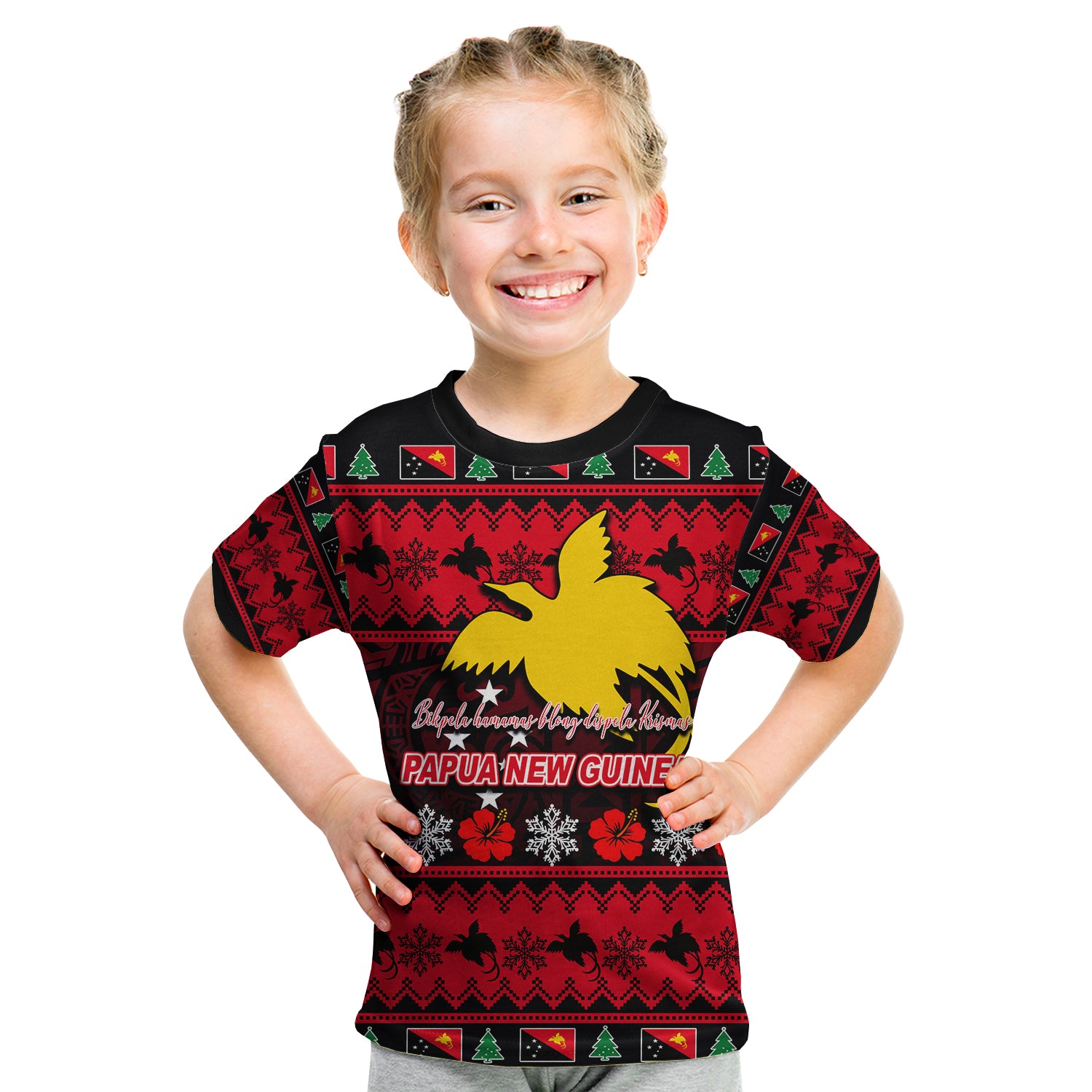 Papua New Guinea Christmas T Shirt Kid LT6 - Polynesian Pride