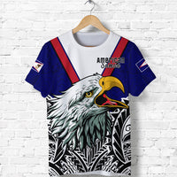 American Samoa T Shirt Bald Eagle Mix Polynesian LT13 Adult Blue - Polynesian Pride