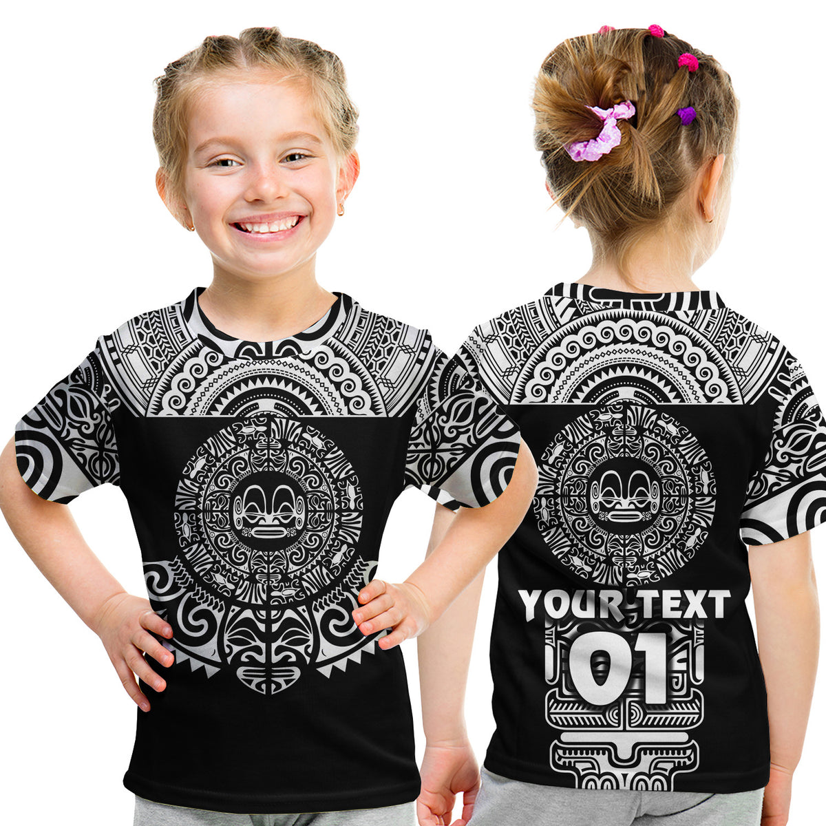 (Custom Personalised) Marquesas Islands T Shirt Kid Marquesan Tattoo Simplified Version - Black LT8 Youth XL Size14 - Polynesian Pride