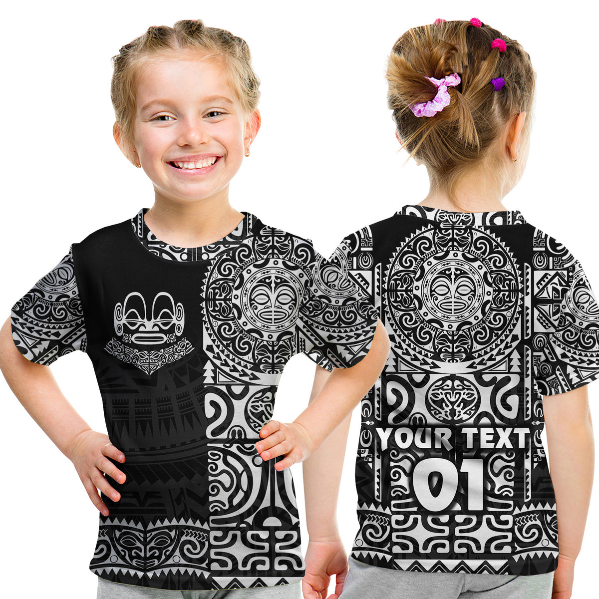 (Custom Personalised) Marquesas Islands T Shirt Kid Marquesan Tattoo Unique Style - Black LT8 Youth XL Size14 - Polynesian Pride