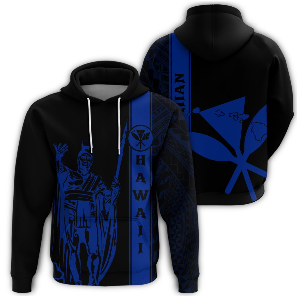 Kanaka Map King Blue Hoodie Edgar Style Unisex Blue - Polynesian Pride