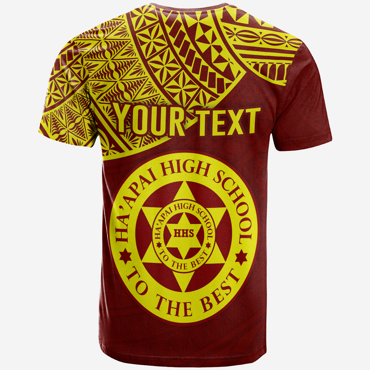 Custom Haapai High School T Shirt Maroon and Gold LT4 - Polynesian Pride