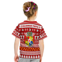 Tonga Kilisimasi Fiefia T Shirt Kid Merry Christmas With Tongan Pattern LT13 - Polynesian Pride