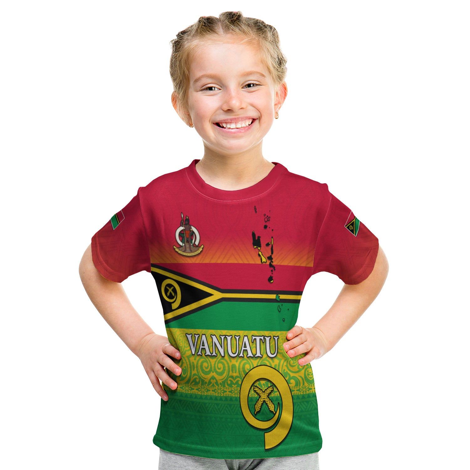 Vanuatu Color T Shirt Kid Six Provinces And Map LT13 - Polynesian Pride