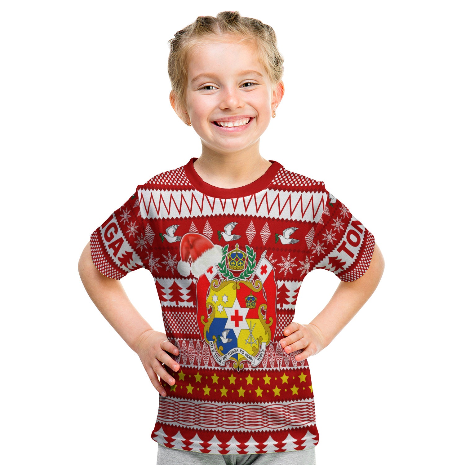 Tonga Kilisimasi Fiefia T Shirt Kid Merry Christmas With Tongan Pattern LT13 - Polynesian Pride