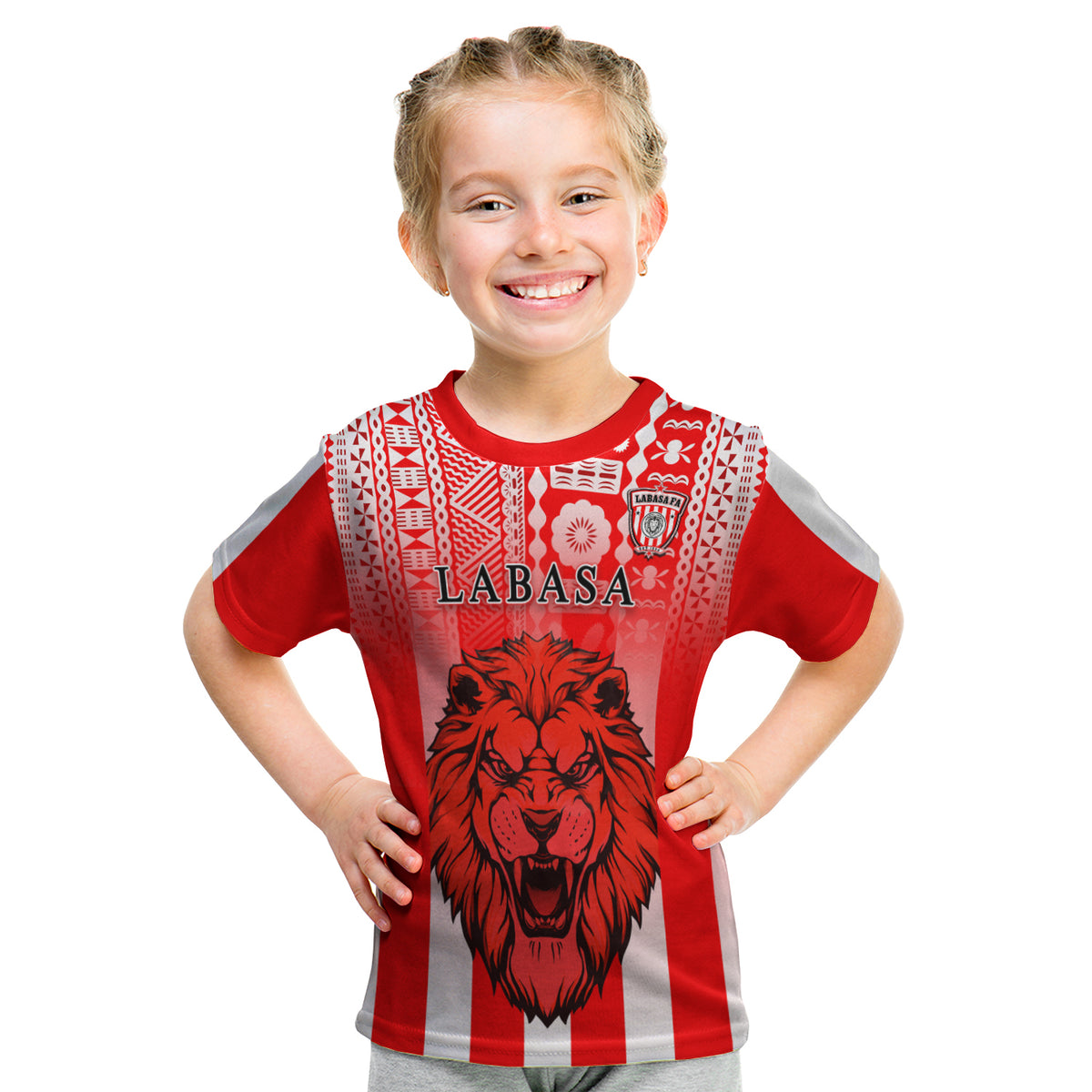 Football LABASA FA T Shirt Red Lion Fiji LT13 - Polynesian Pride