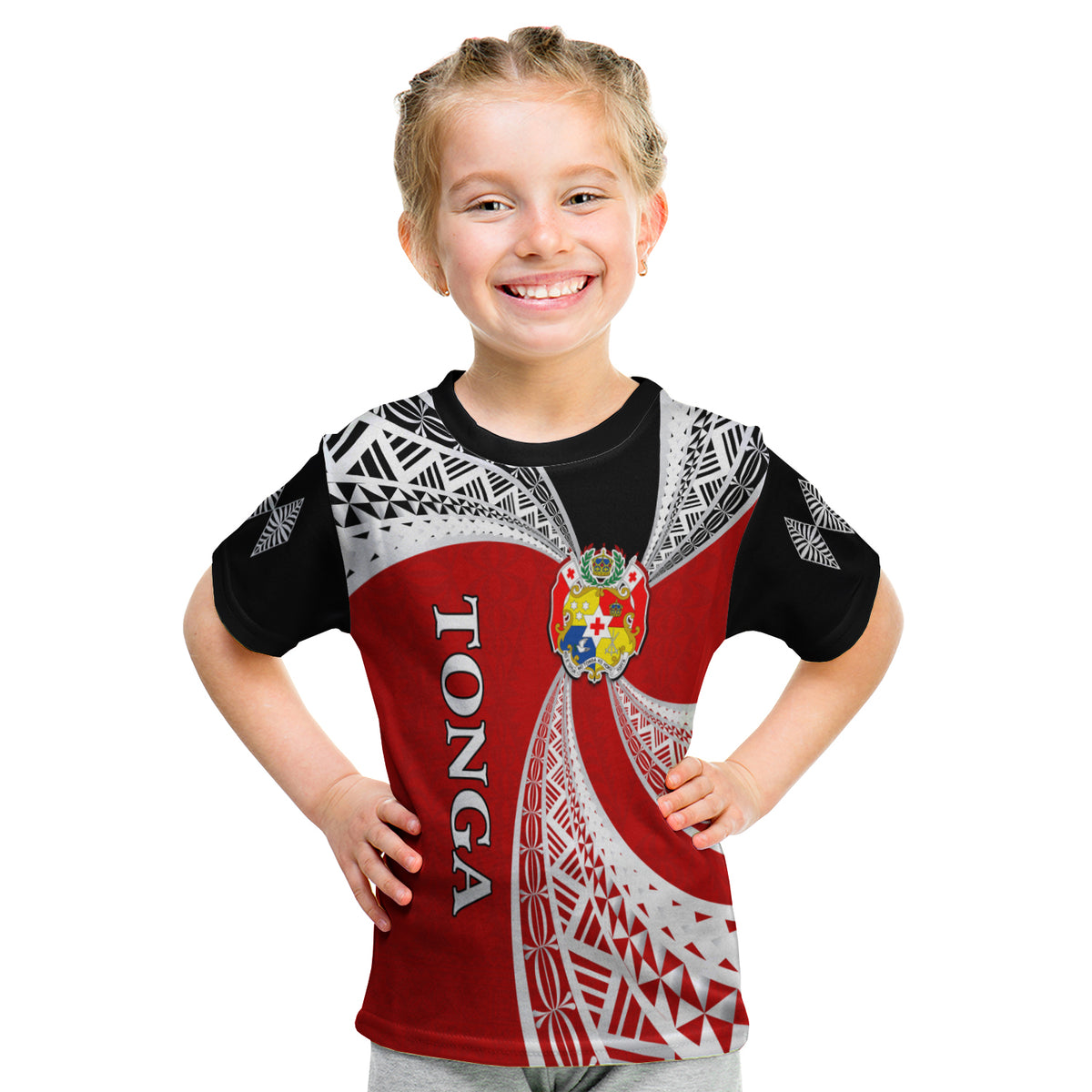 Tonga Distinctive T Shirt Kid Tongan Tapa Pattern LT13 - Polynesian Pride