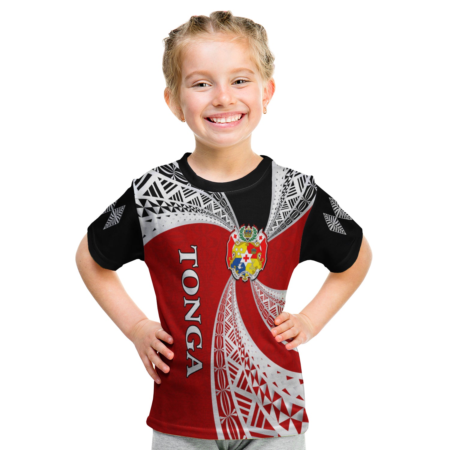 Tonga Distinctive T Shirt Kid Tongan Tapa Pattern LT13 - Polynesian Pride