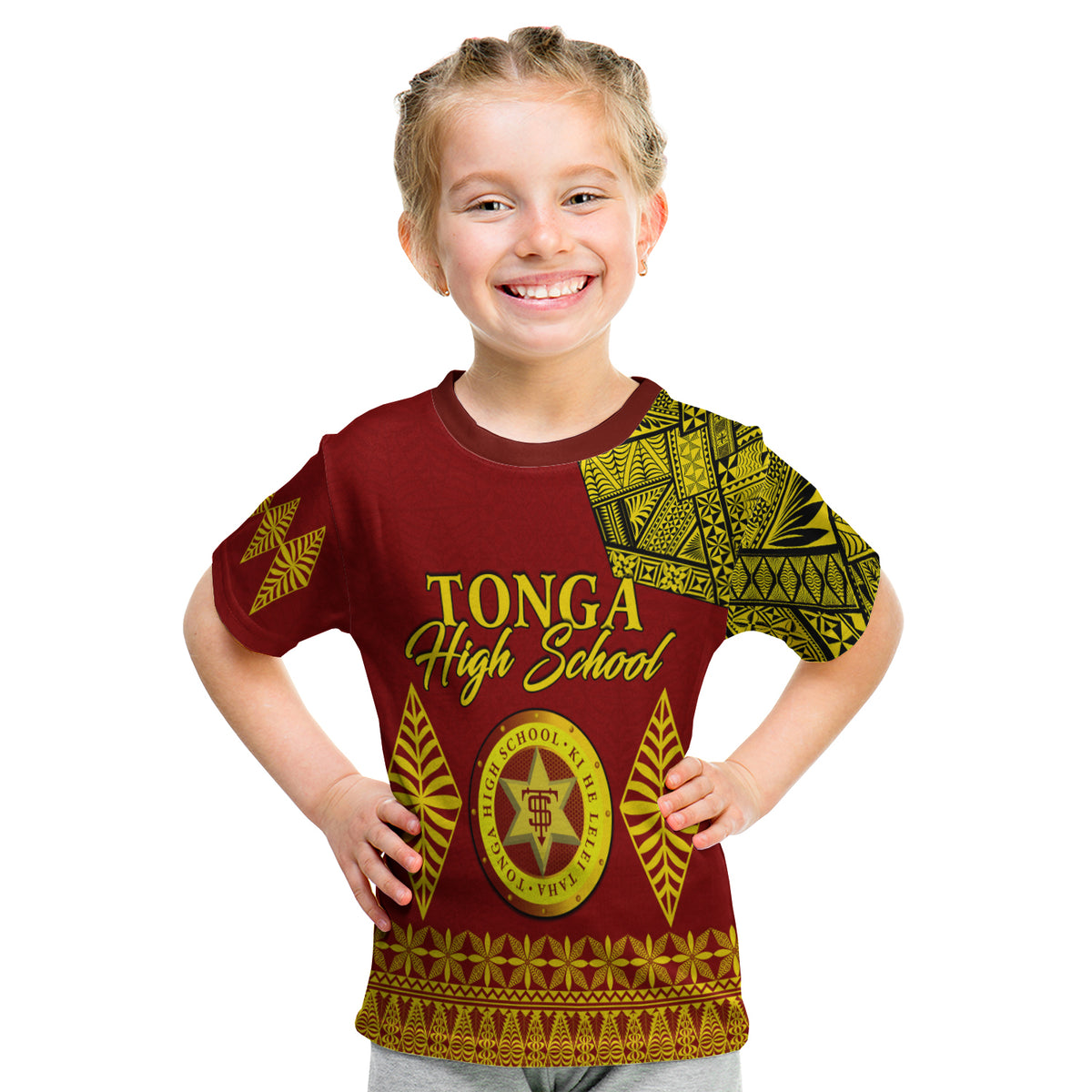 (Custom Personalised) Tonga High School T Shirt Kid Tongan Ngatu LT13 - Polynesian Pride