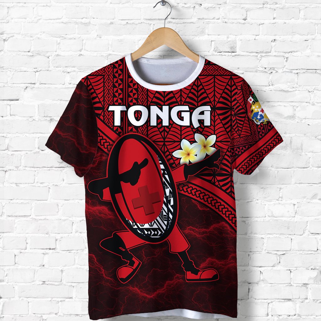Tonga Rugby T Shirt Dab Trend Creative Unisex Red - Polynesian Pride
