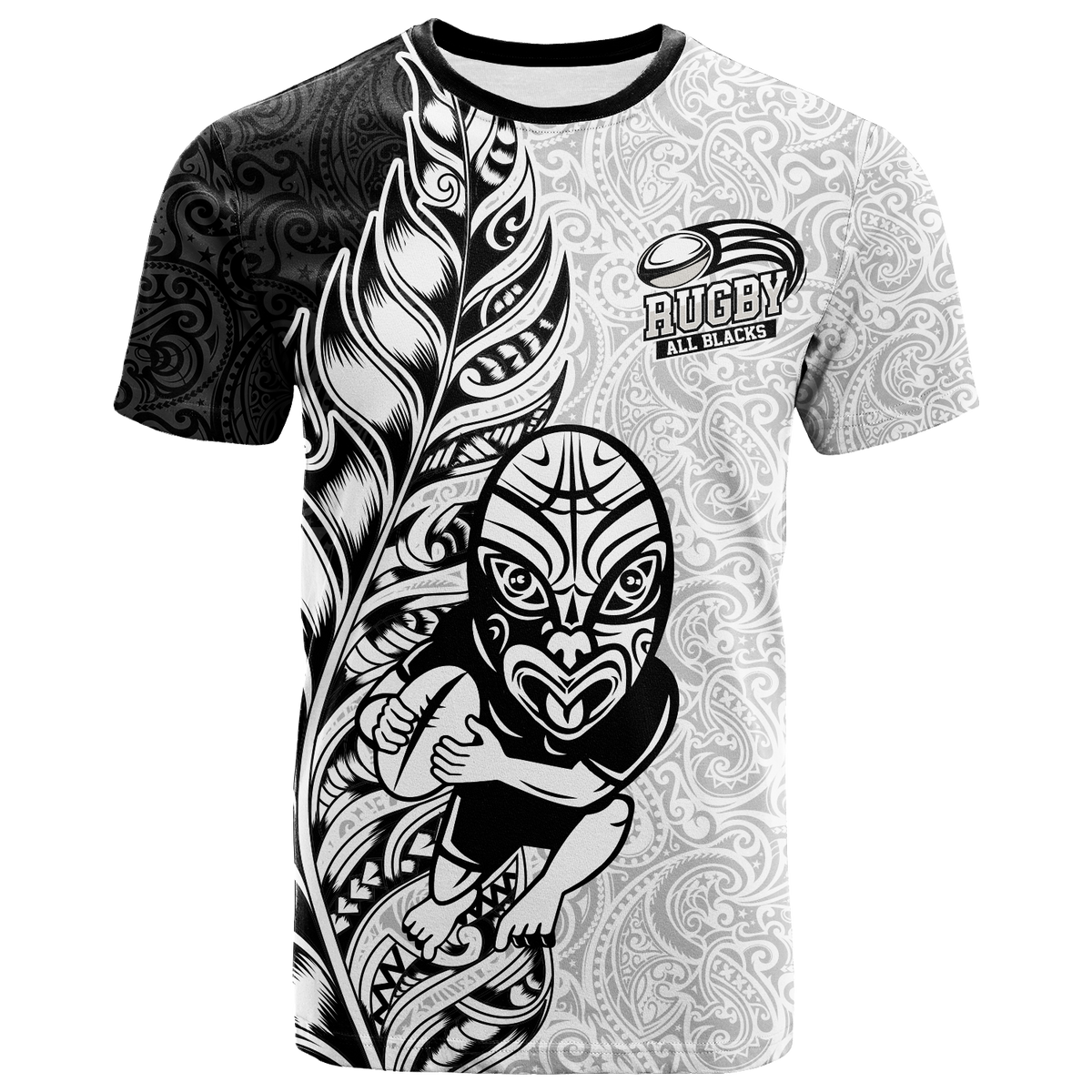 New Zealand Maori All Black Rugby T Shirt LT2 WHITE - Polynesian Pride