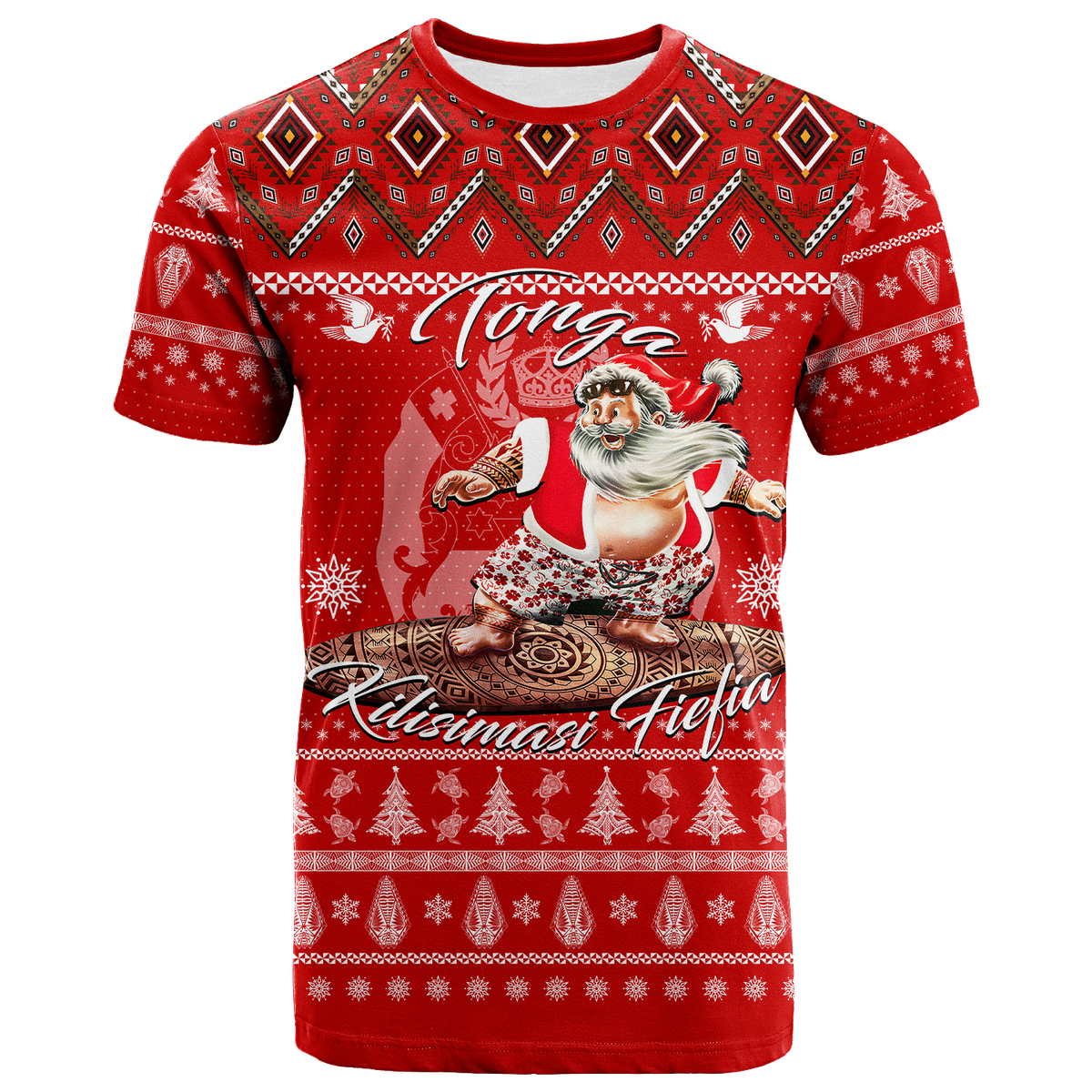 Custom Tonga Christmas Kilisimasi Fiefia Santas Polynesia T Shirt LT2 - Polynesian Pride
