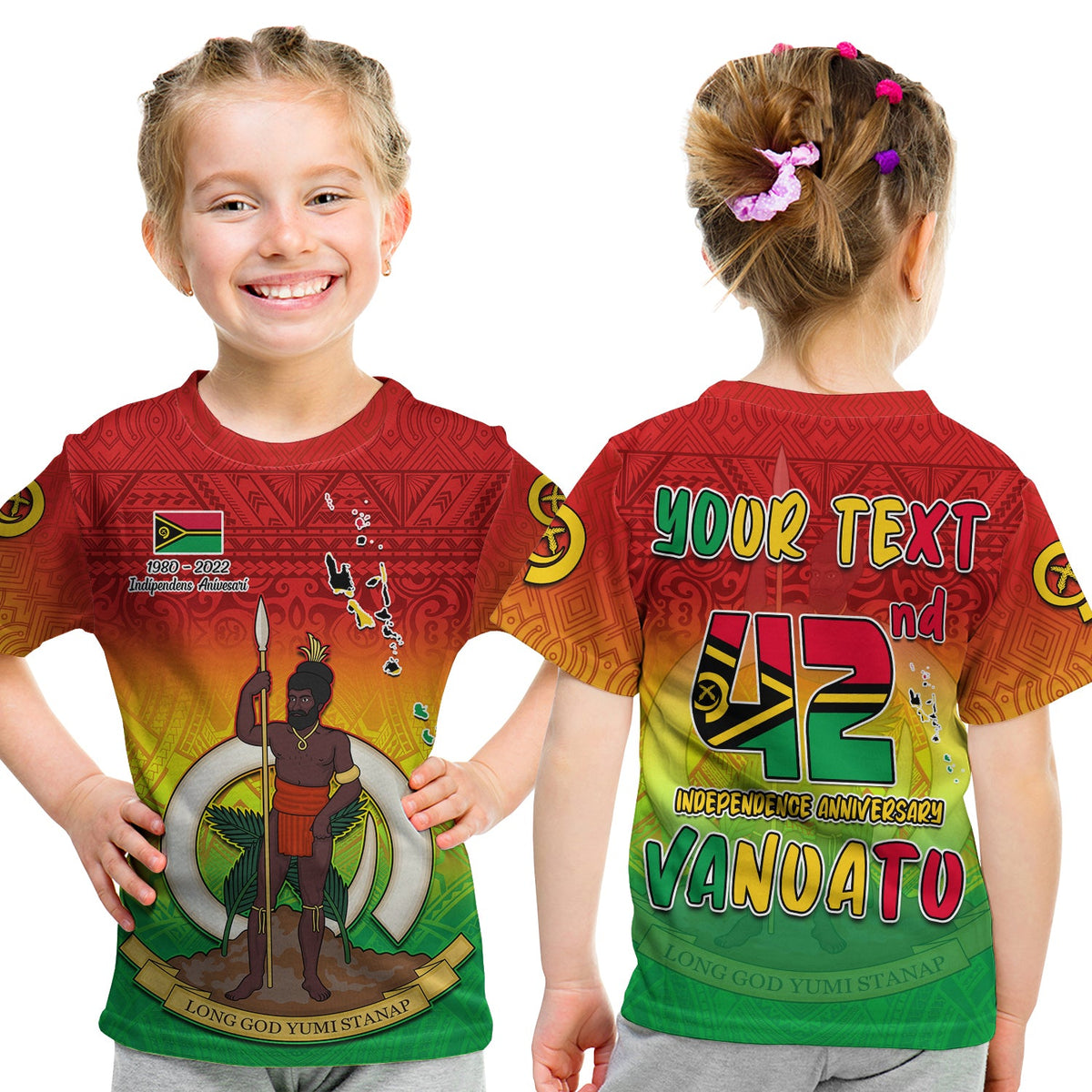 (Custom Personalised) Vanuatu Independence Day T Shirt KID 42nd Anniversary Yumi Yumi Yumi LT13 Youth XL Size14 - Polynesian Pride