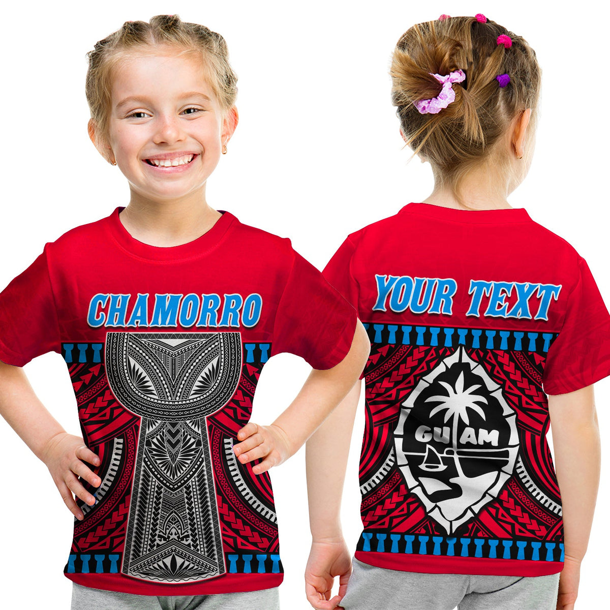 Custom Guam Chamorro T Shirt Latte Stone Red Polynesian Haligi LT13 - Polynesian Pride