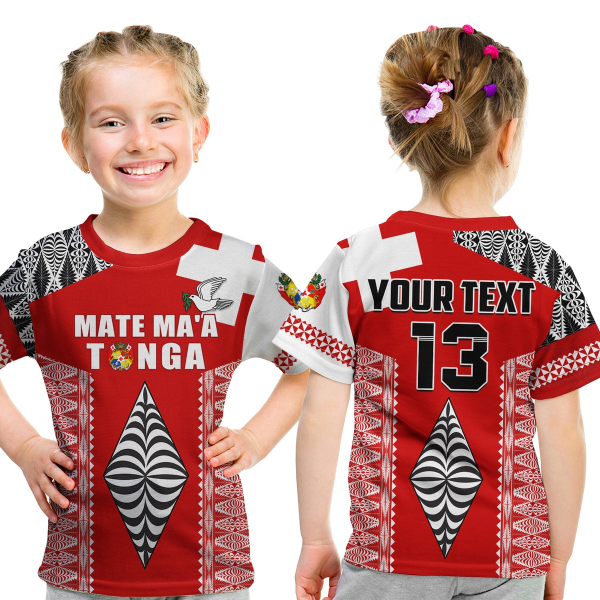 (Custom Text and Number) Tonga Rugby T Shirt KID Kupesi Ngatu Mate Maa Tonga LT13 Youth XL Size14 - Polynesian Pride