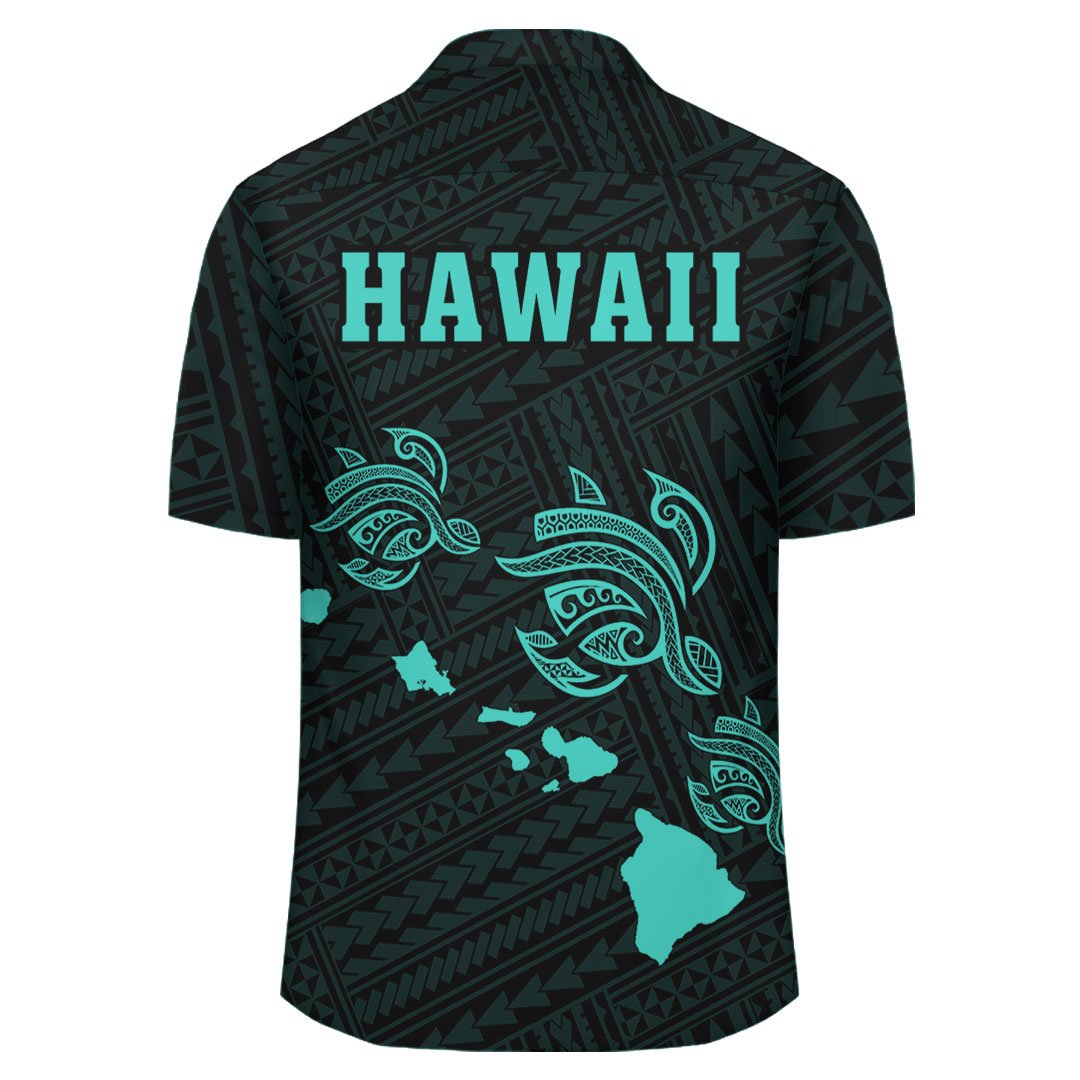 Kakau Polynesian Three Turtles Map Hawaii Shirt - Turquoise - Polynesian Pride