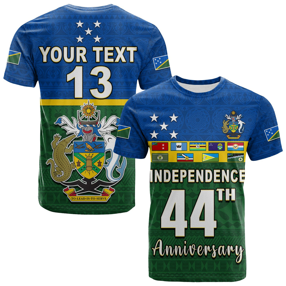 (Custom Text and Number) Solomon Islands National Day T Shirt Independence Day Tapa Pattern LT13 Green - Polynesian Pride