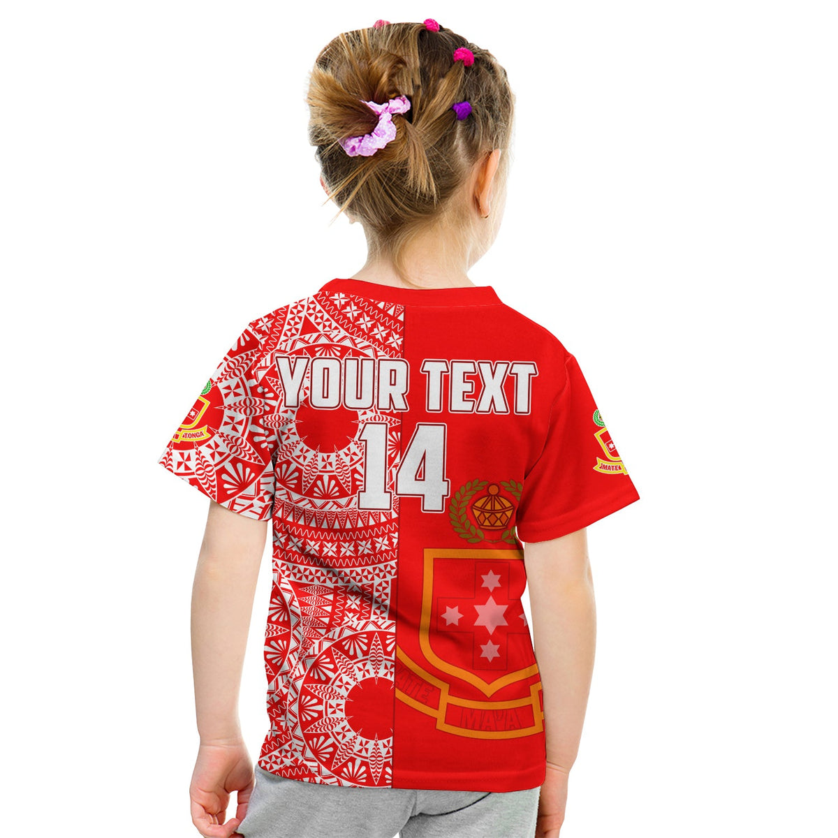 (Custom Text And Number) Kolisi Tonga High School T Shirt KID Class Of Year Tongan Ngatu Pattern LT14 - Polynesian Pride