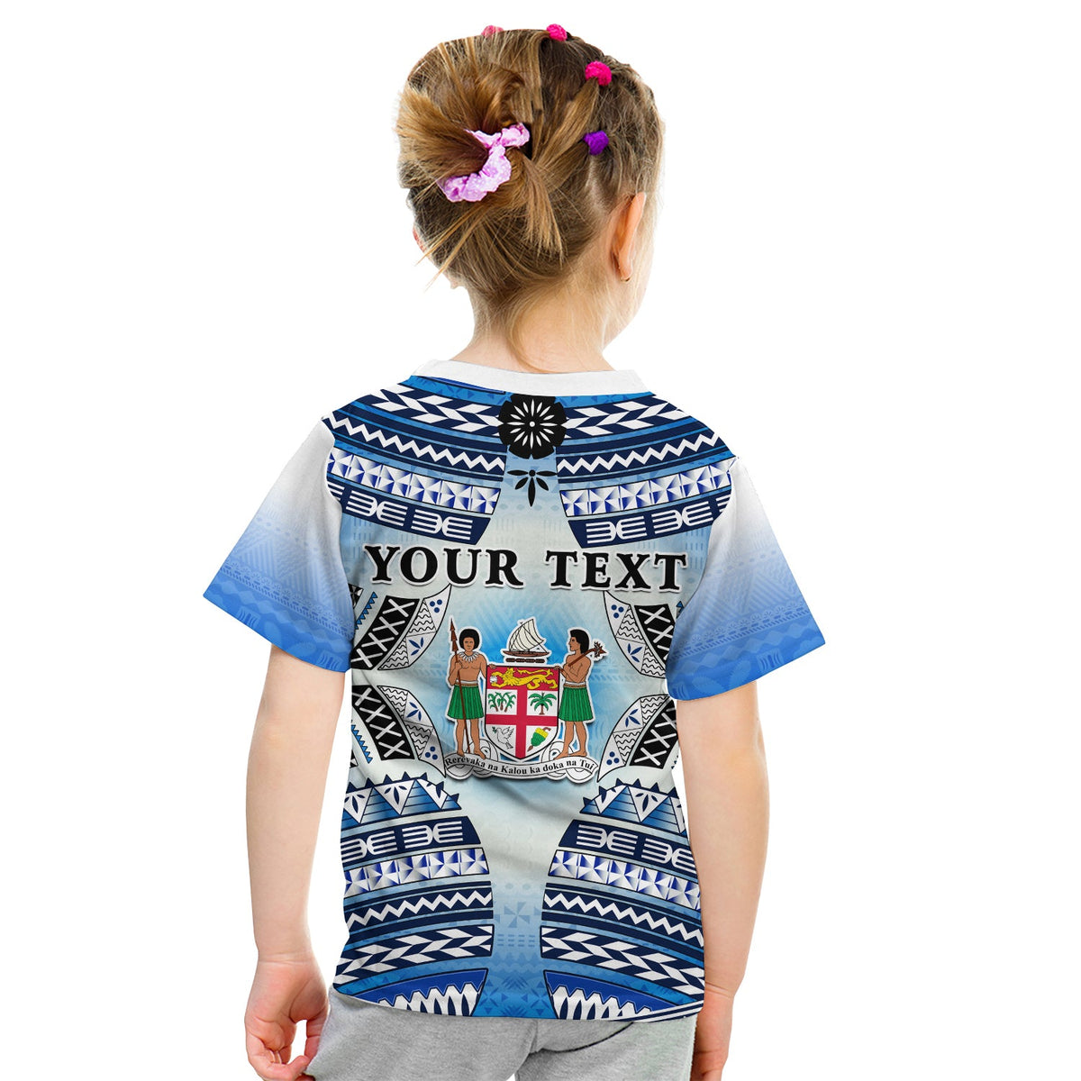 Personalised Fiji T Shirt KID Kaiviti Fijian Special Tapa Pattern LT14 - Polynesian Pride