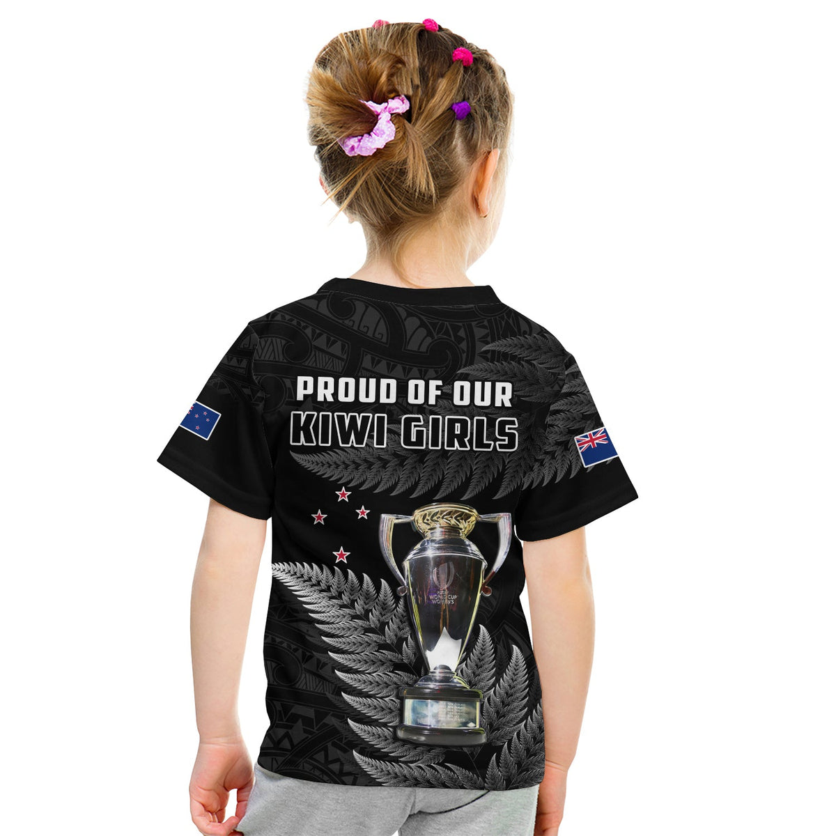 New Zealand 2022 Rugby T Shirt KID Black Fern Proud Champions RWC LT14 - Polynesian Pride