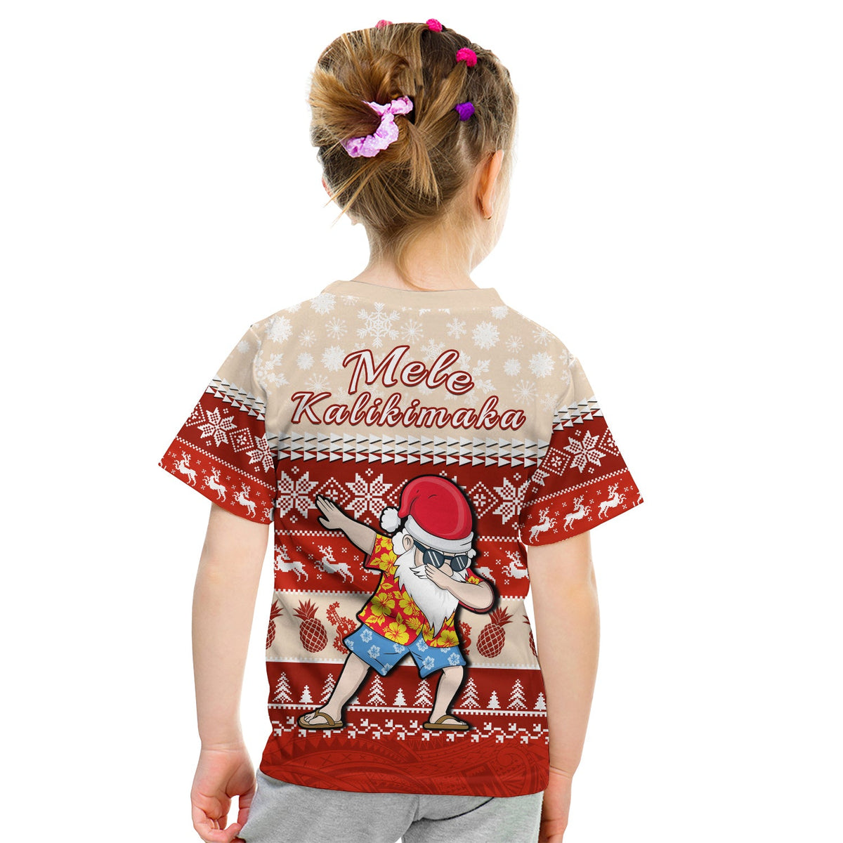 Hawaii Mele Kalikimaka T Shirt KID Dabbing Santa Red Merry Christmas LT14 - Polynesian Pride