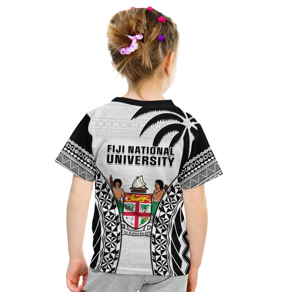 Fiji University T Shirt National Fijian Tapa Pattern White LT14 - Polynesian Pride