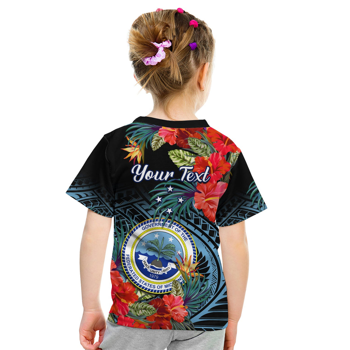 Custom Federated States of Micronesia T Shirt Hibiscus Flowers FSM Seal Polynesian LT14 - Polynesian Pride