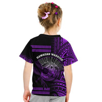 Hawaii T Shirt KID Kakau Warrior Helmet Gradient Purple Polynesian LT14 - Polynesian Pride