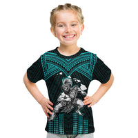 (Custom Personalised) Hawaii T Shirt KID Hawaiian Warrior With Weapon Polynesian Ver.02 LT14 Youth XL Size14 - Polynesian Pride