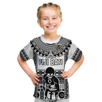Custom Text and Number Fiji Rugby T Shirt Pacific The Bati Black Fijian Tapa LT14 - Polynesian Pride