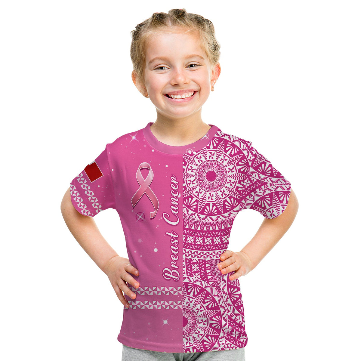 Custom Tonga Breast Cancer T Shirt Tongan Ngatu Pattern No One Fights Alone LT14 - Polynesian Pride