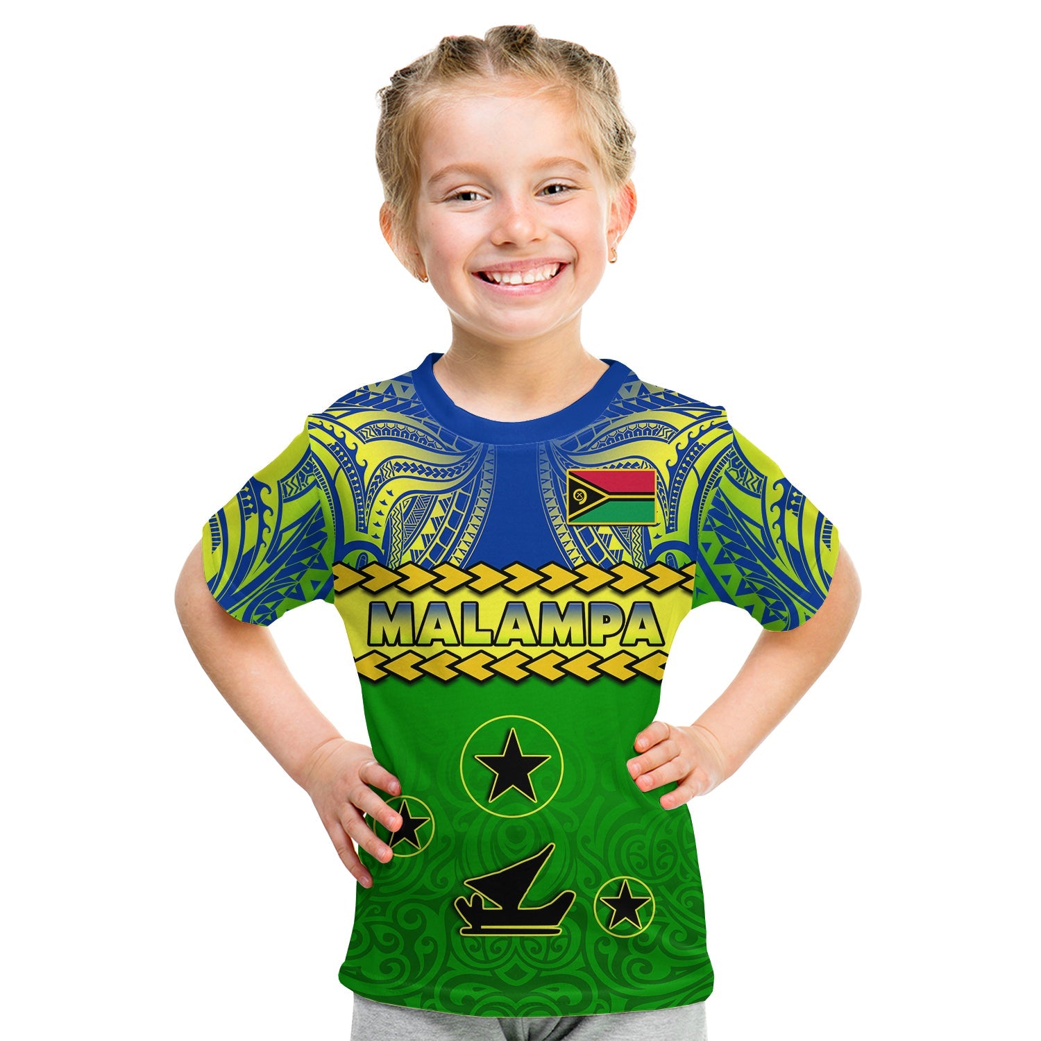 Malampa Province T Shirt KID Vanuatu Pig Tusk Polynesian Flag Style LT14 - Polynesian Pride