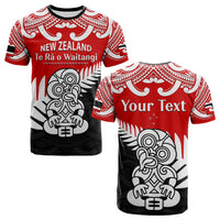 Custom Waitangi Day T Shirt Tino Rangatiratanga Flag With Tiki Maori Fern LT14 Red - Polynesian Pride