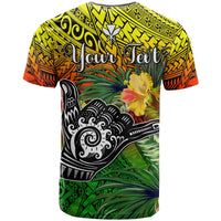 Custom The Shaka Hawaii T Shirt Tropical Flowers Reggae Version LT13 - Polynesian Pride