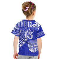 (Custom Text and Number) Fiji Rugby Sevens T Shirt Fijian 7s Tapa Polynesian Blue Ver.02 LT13 - Polynesian Pride