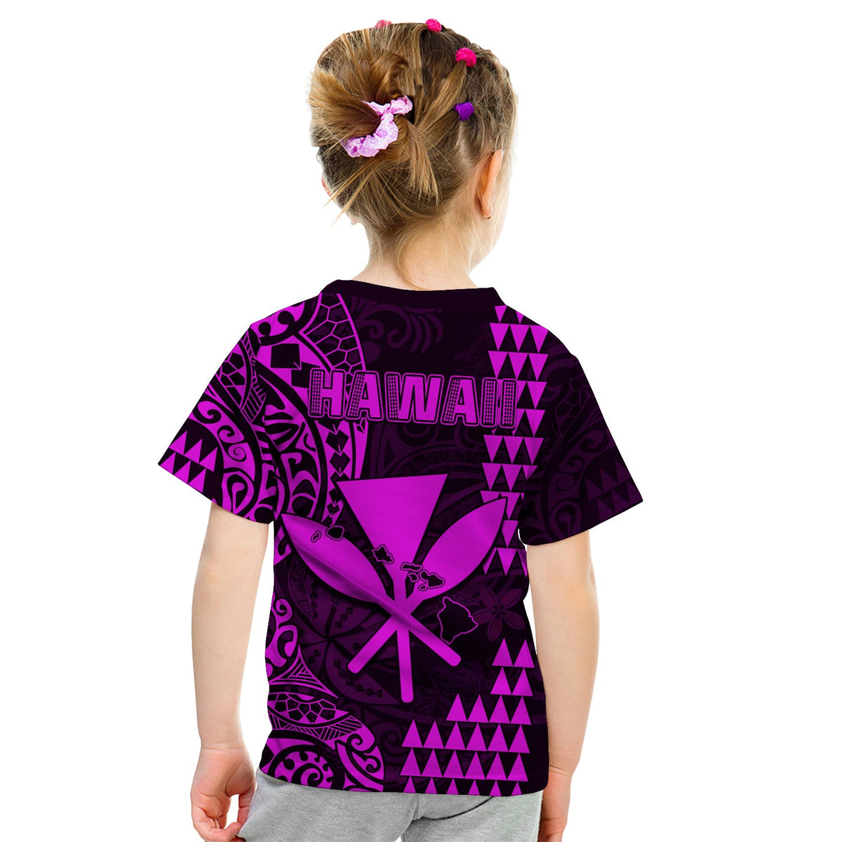 Hawaii Day Kakau T Shirt KID Proud To Be Hawaiian Purple King Kamehameha and Kanaka Maoli LT13 - Polynesian Pride