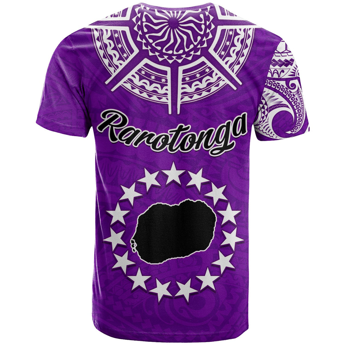 Rarotonga Cook Islands T Shirt Turtle and Map Style Purple LT13 - Polynesian Pride