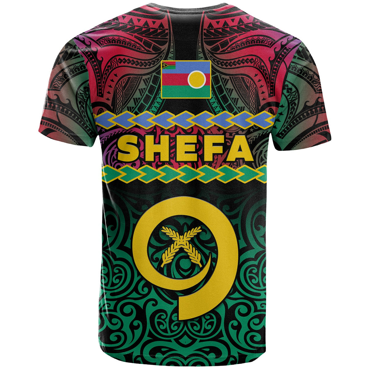 Shefa Province T Shirt Vanuatuan Pig Tusk Polynesian Flag Style LT14 - Polynesian Pride