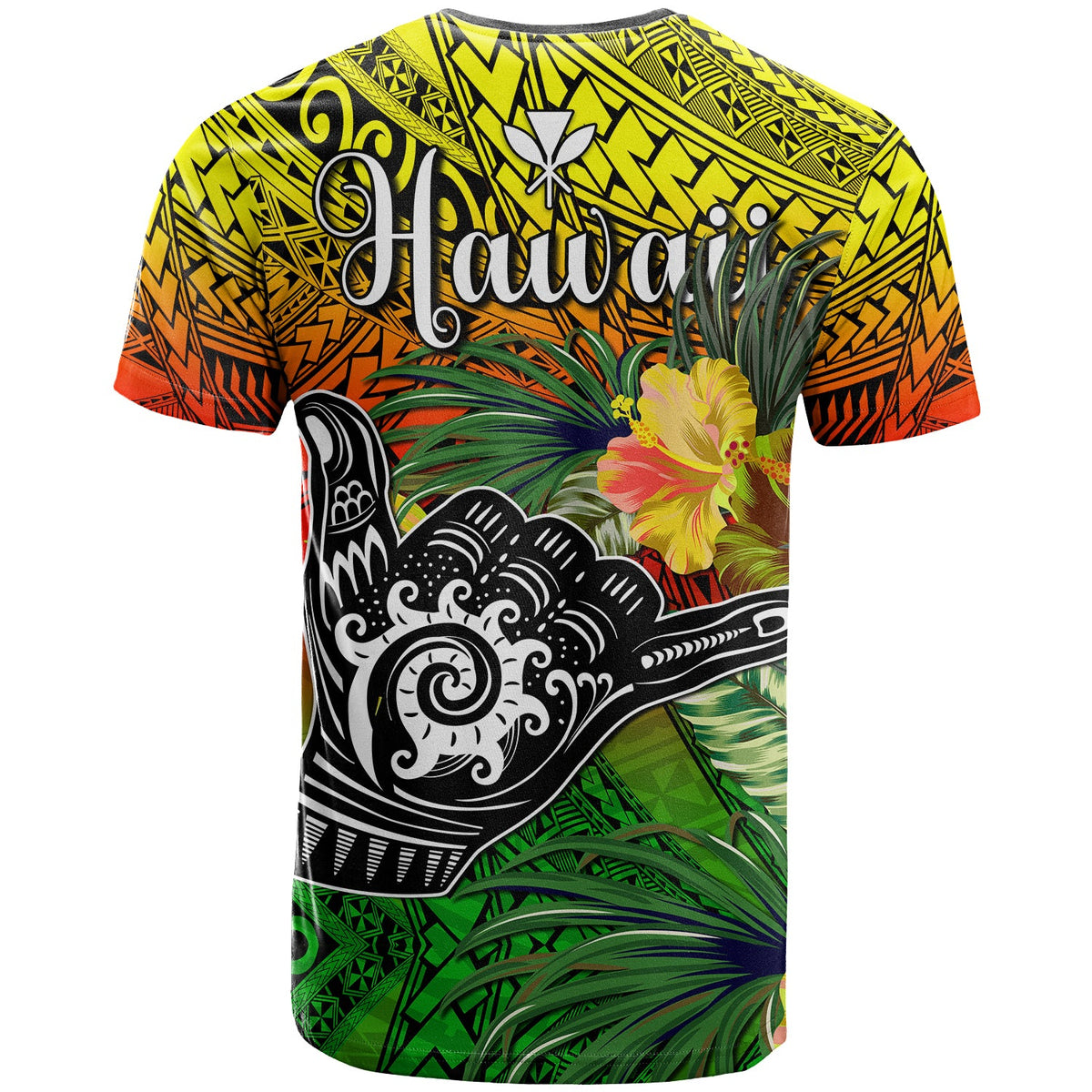 The Shaka Hawaii T Shirt Tropical Flowers Reggae Version LT13 - Polynesian Pride