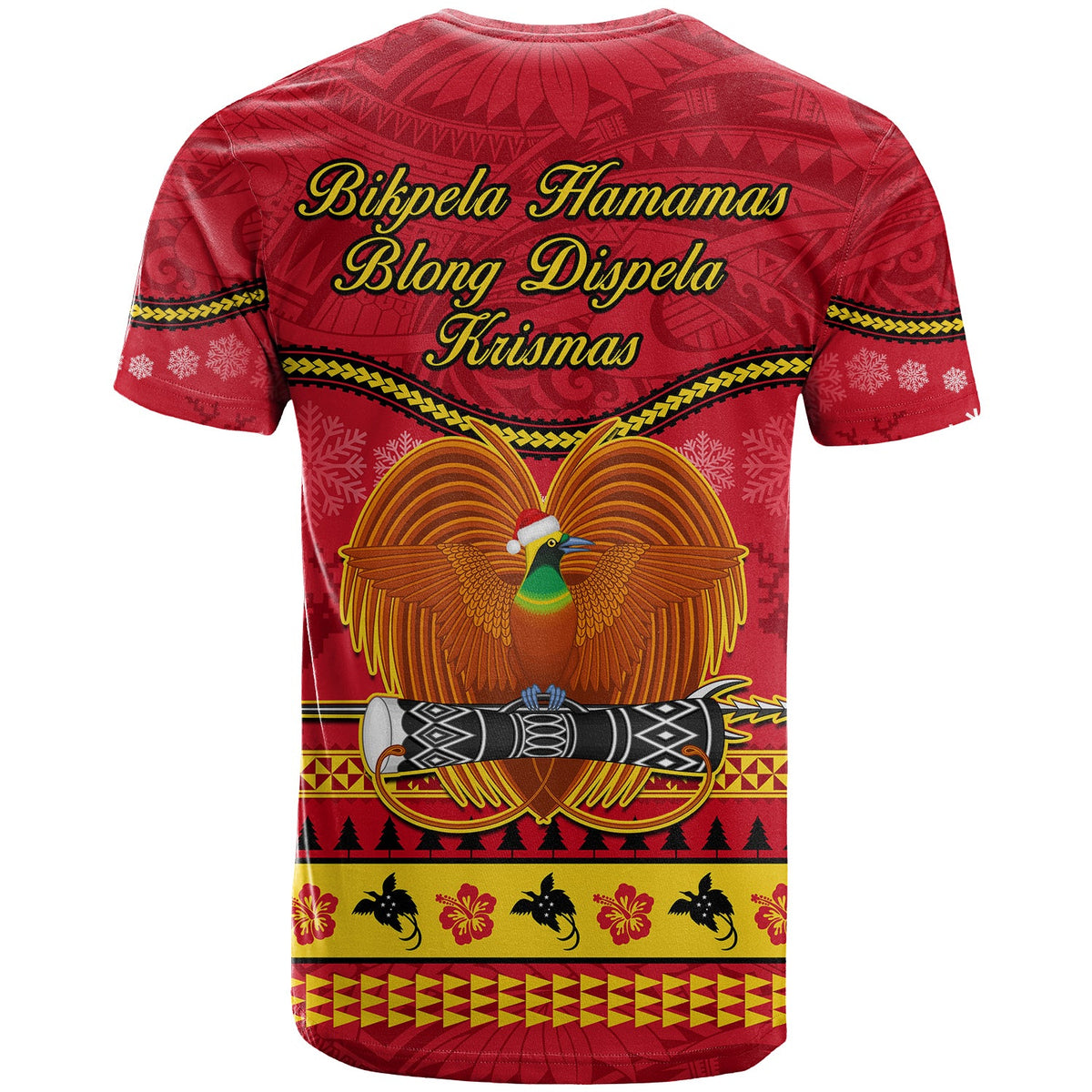 Papua New Guinea Christmas T Shirt Bird Of Paradise Bikpela Hamamas Blong Dispela Krismas LT14 - Polynesian Pride