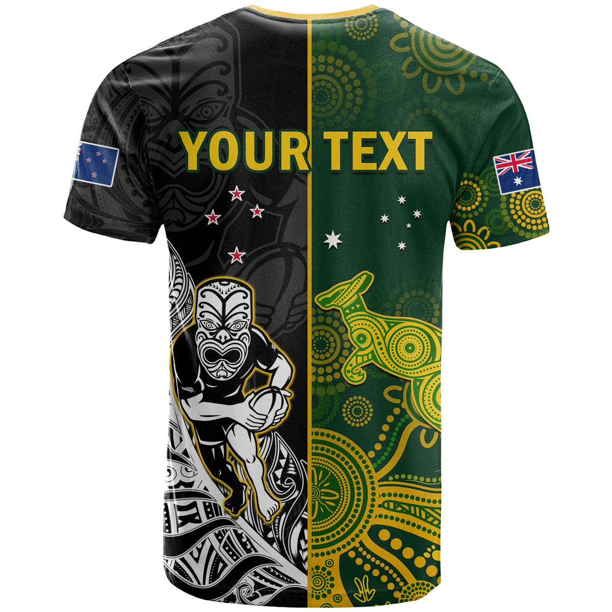 Custom Australia Rugby Mix Aotearoa Rugby T Shirt Wallabies All Black Special Version LT14 - Polynesian Pride