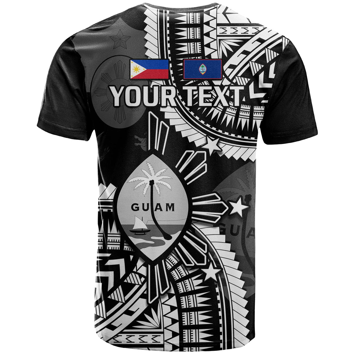 Custom Guam and Philippines T Shirt Guaman Filipinas Together Black LT14 - Polynesian Pride