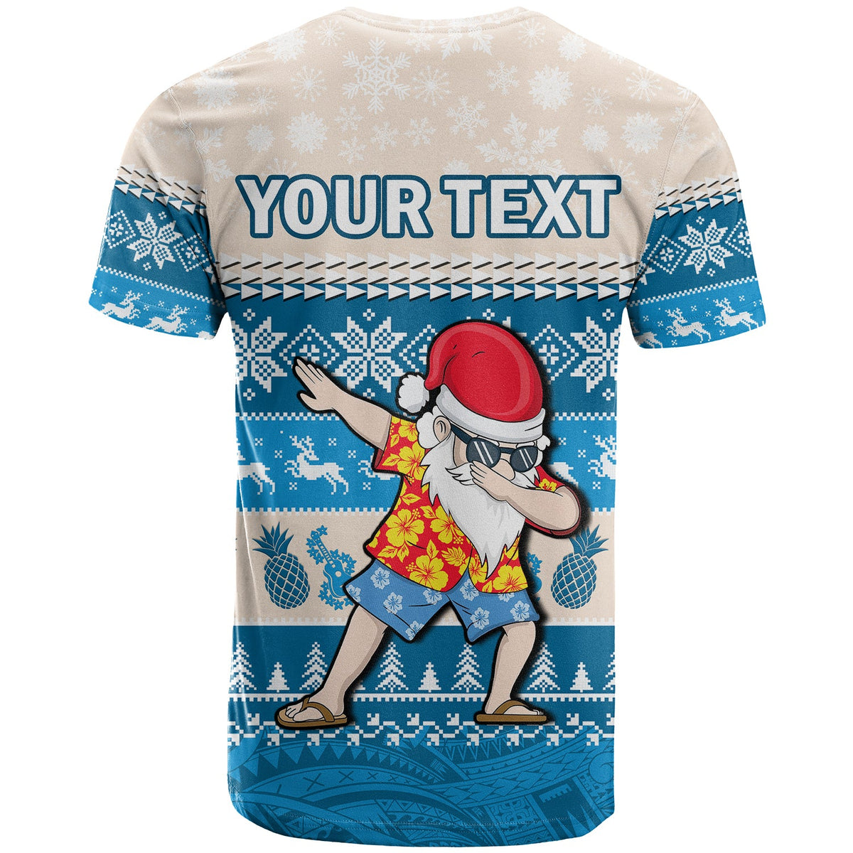 Custom Hawaii Mele Kalikimaka T Shirt Dabbing Santa Blue Merry Christmas LT14 - Polynesian Pride