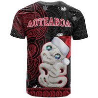 Custom New Zealand Christmas T Shirt Hei Tiki Red Pohutukawa Meri Kirihimete LT14 - Polynesian Pride