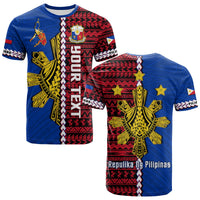 Custom Philippines T Shirt Pilipinas Sun Mix Polynesian Pattern LT14 Adult Red - Polynesian Pride