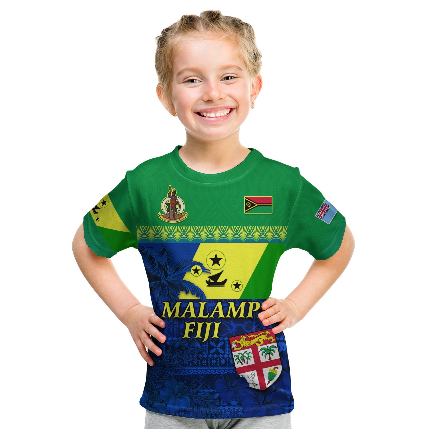 Malampa Fiji Day T Shirt KID Vanuatu Polynesia mix Flowers LT13 - Polynesian Pride