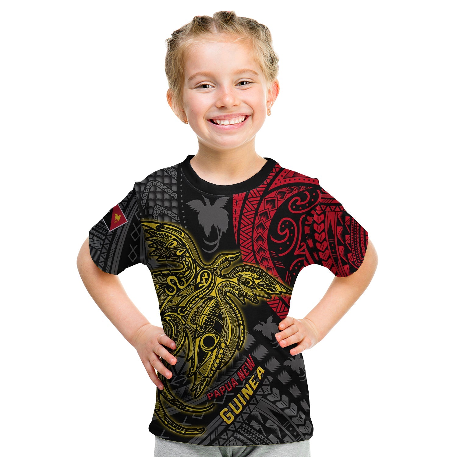 Papua New Guinea T Shirt KID Raggiana Birds Of Paradise Happy 47th Independence Day LT13 - Polynesian Pride