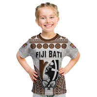 Custom Text and Number Fiji Rugby Bati T Shirt KID Proud Tapa Pattern LT13 - Polynesian Pride